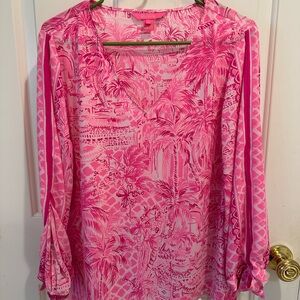 Lilly Pulitzer Vibrant Pink Tropical Blouse